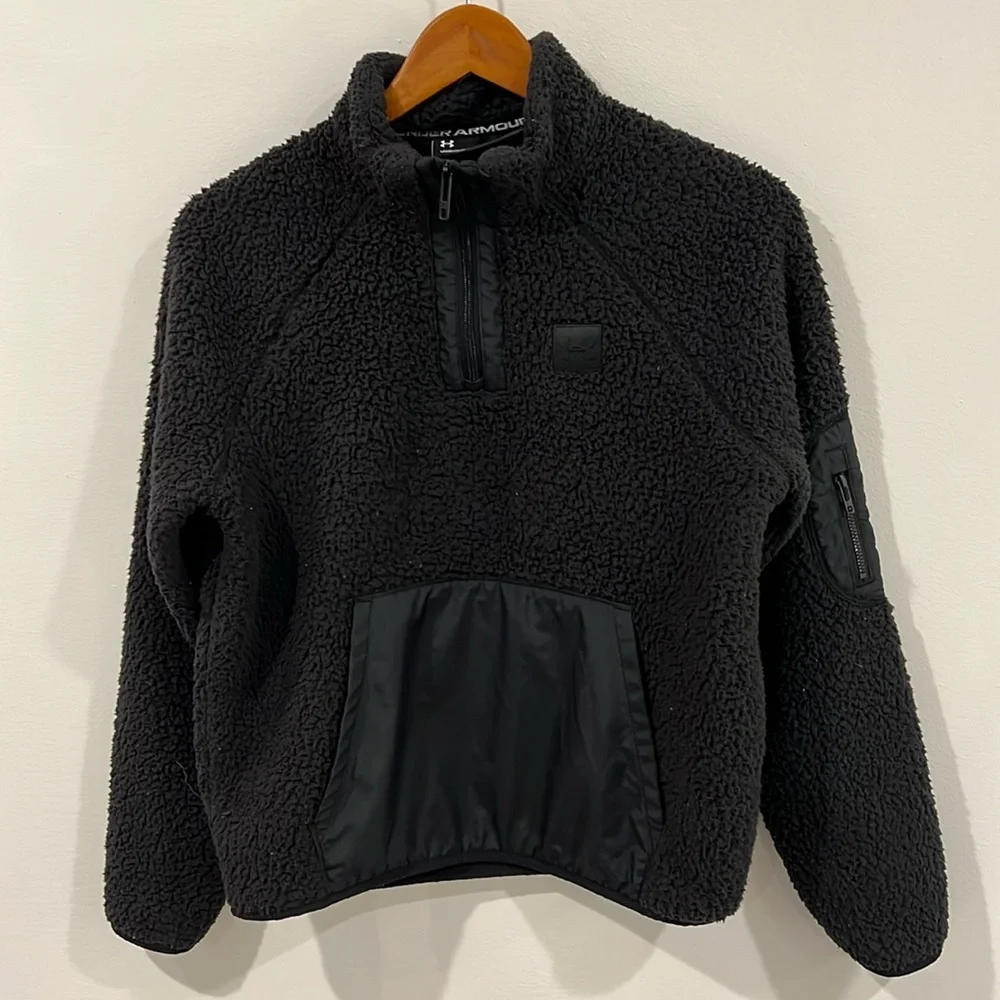 Under Armour Women's UA Sherpa Fleece Pullover Black Comfort Hoodie  siz… - Picture 2 of 6